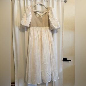 Neuflora White and Beige Dress: Size M